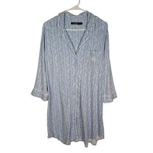 Lauren Ralph Lauren Womens Blue Paisley Flannel Pajama Shirt House Dress Size L